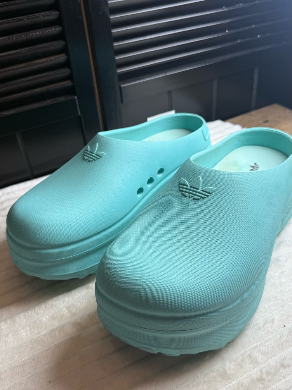 adidas Platform Clog Mules in Turquoise